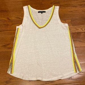 Generation Love white linen multi-colored embroidered tank top - size XS